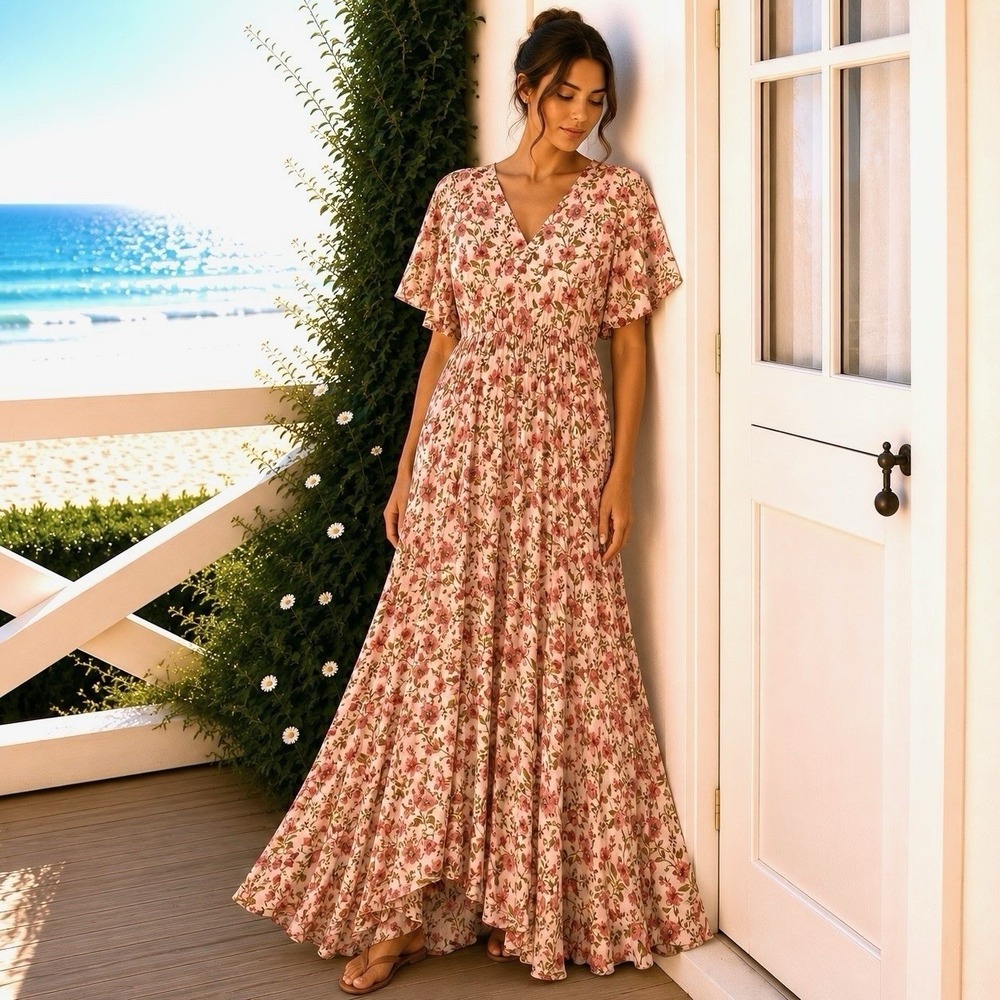 ASTR The Label Sz Large Maxi Dress Cottagecore Feminine Romantic Coquette Summer
